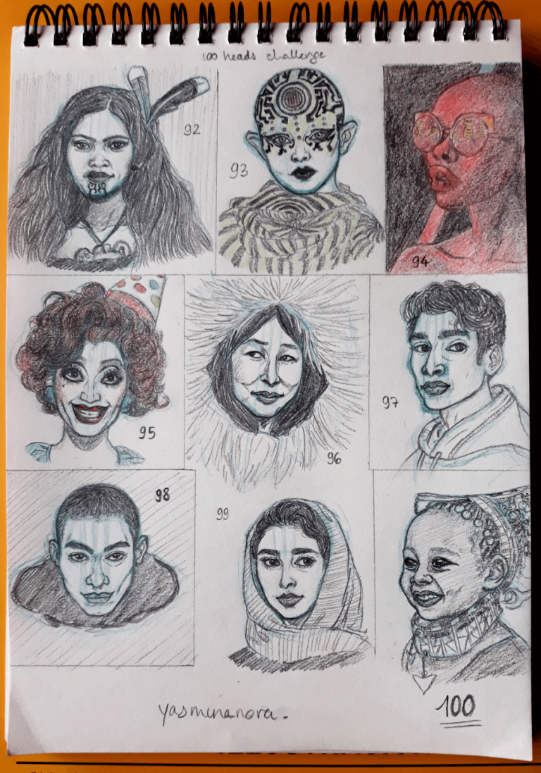 Croquis de portraits pour le "100 heads challenge"